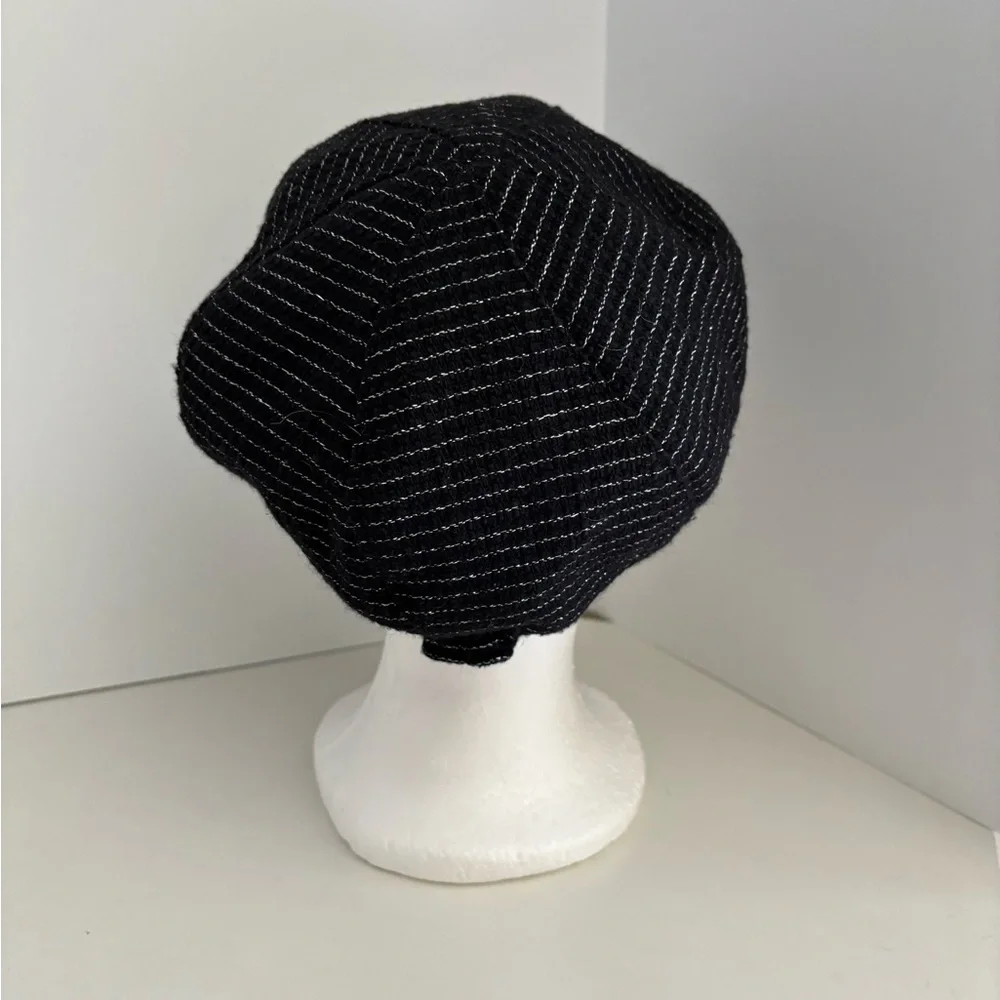 NWOT August Black & Silver Striped Cadet Cap - Picture 4 of 5